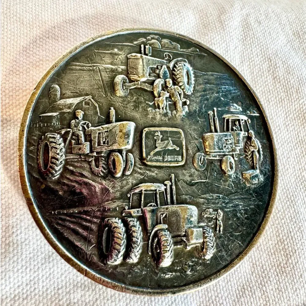🦌 1982 John Deere & Company Belt Buckle – MACO Bronze – .999 Silver Plated